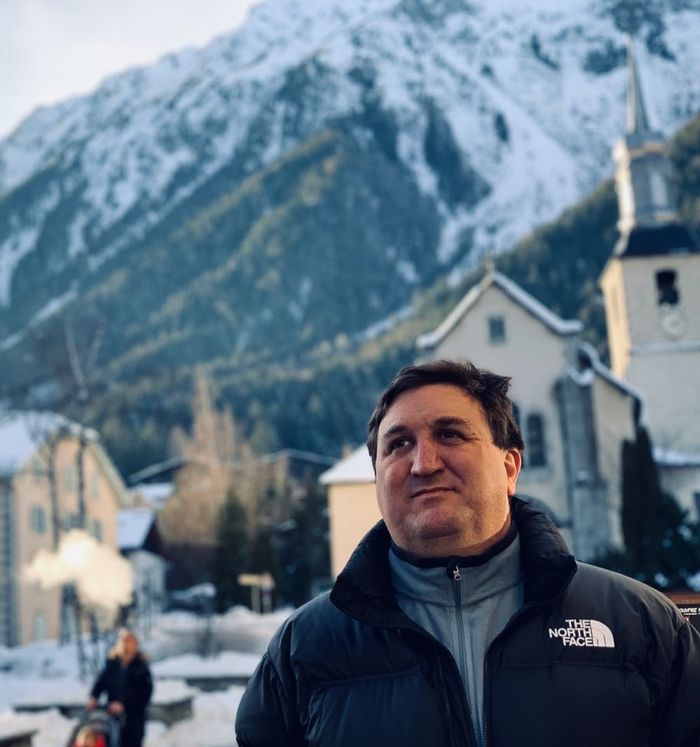 Mariano in a snowy mountain village